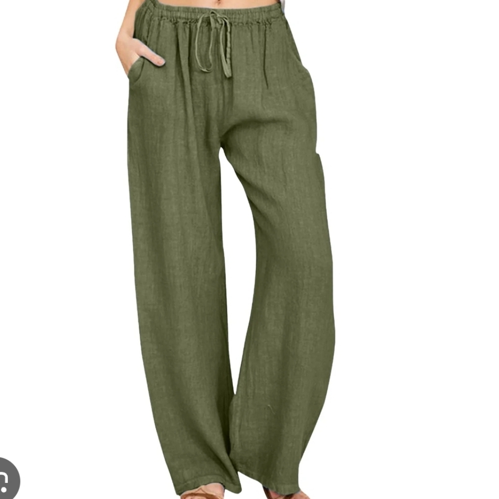 Three Dots Sage Green Wide-Leg Pants